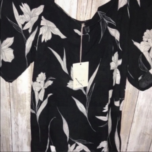 NWT A New Day Black Floral Square Neck Blouse - Picture 4 of 5